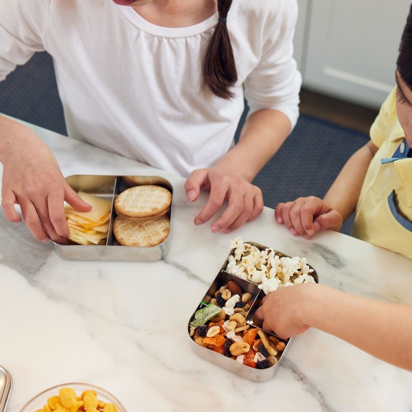 Small Snack Packer - 2-Fach Mini Bento-Box aus Edelstahl - Edelstahl