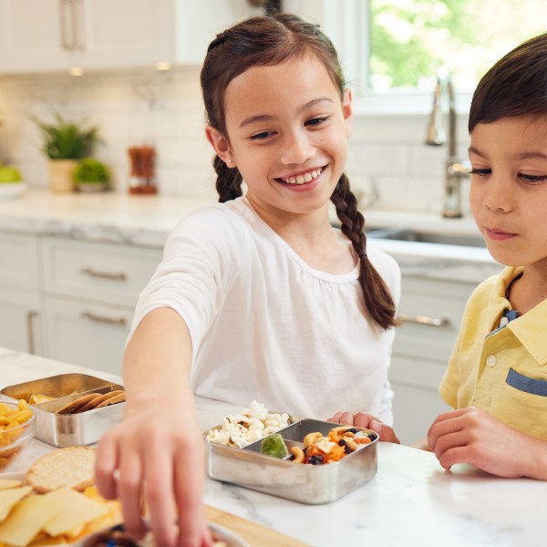 Small Snack Packer - 2-Fach Mini Bento-Box aus Edelstahl - Edelstahl
