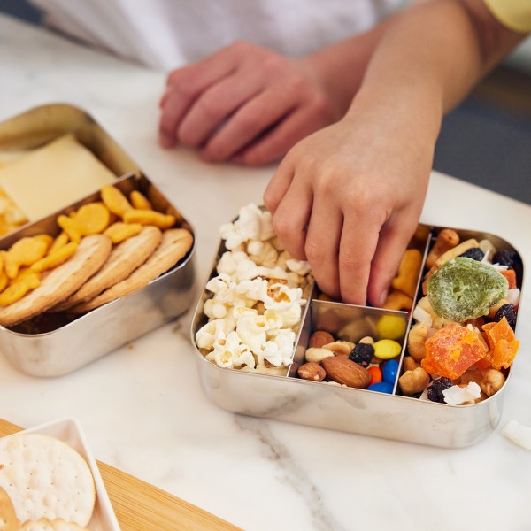 Small Snack Packer - 2-Fach Mini Bento-Box aus Edelstahl - Edelstahl