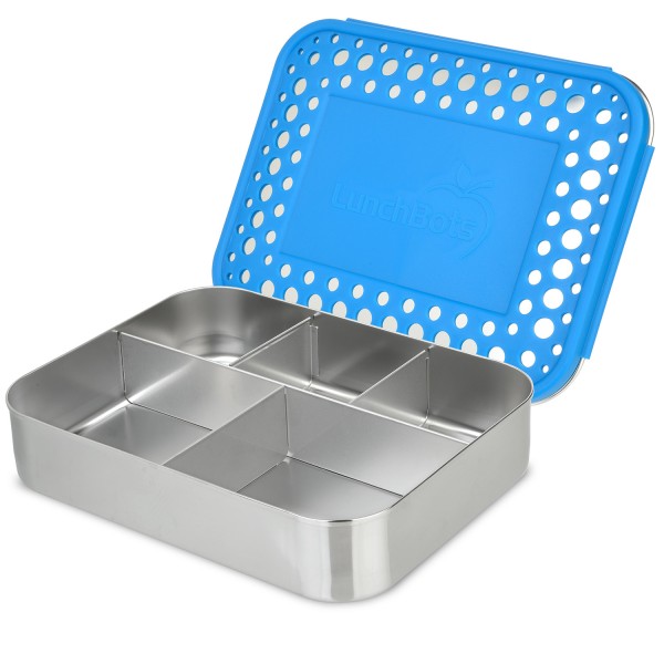 Large Cinco - 5-vaks rvs bento broodtrommel - Turquoise Dots