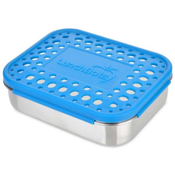 Large Trio - 3-compartment stainless steel bento box - Aqua Dots