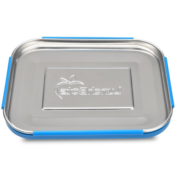 Large Trio - 3-compartment stainless steel bento box - Aqua Dots