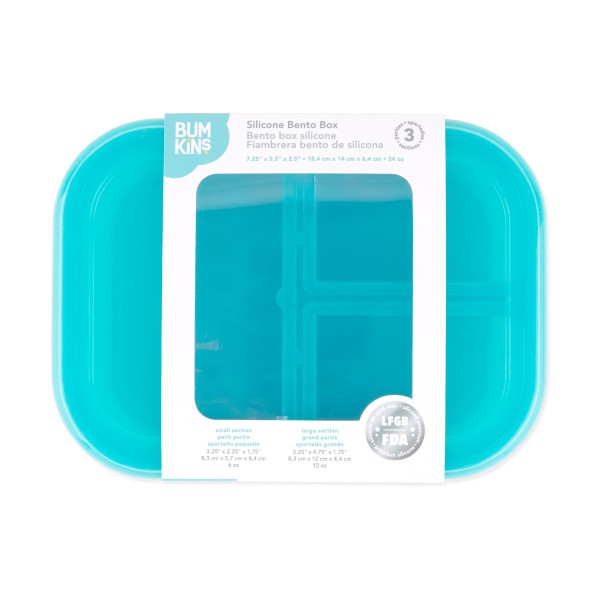 Siliconen bento box (3-vaks) - Blue Jelly