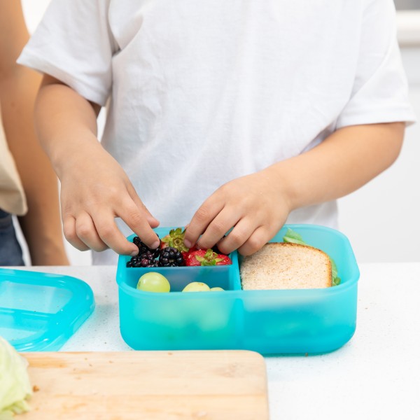 Siliconen bento box (3-vaks) - Blue Jelly