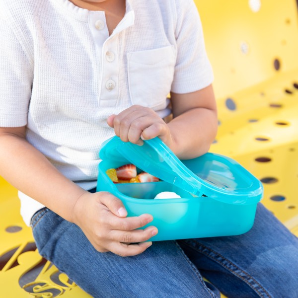 Siliconen bento box (3-vaks) - Blue Jelly