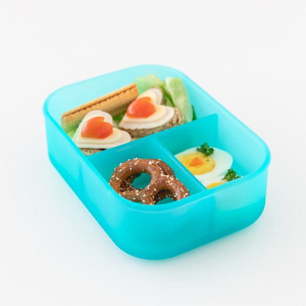 Siliconen bento box (3-vaks) - Blue Jelly