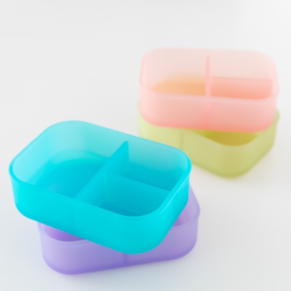Siliconen bento box (3-vaks) - Blue Jelly