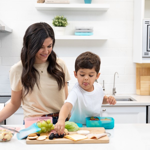 Siliconen bento box (3-vaks) - Blue Jelly