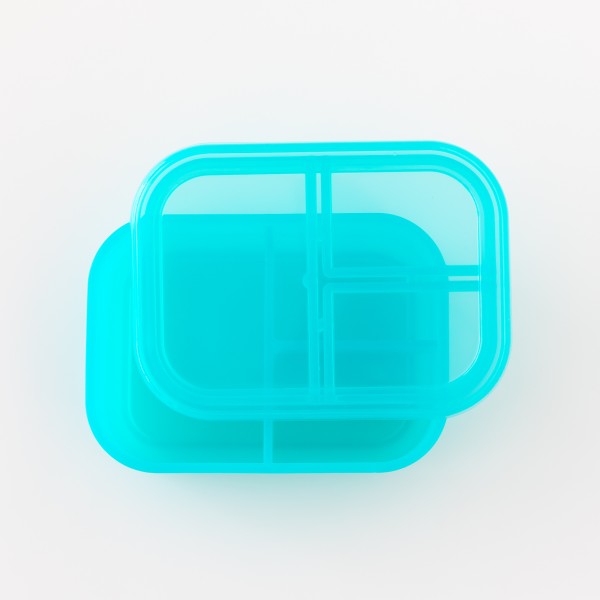 Siliconen bento box (3-vaks) - Blue Jelly
