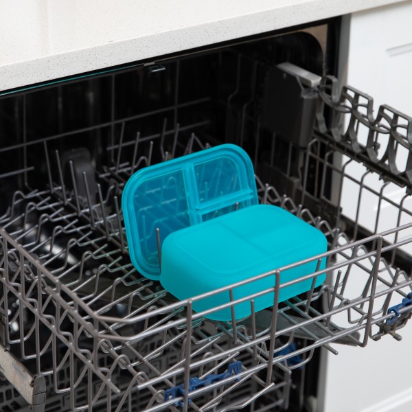 Siliconen bento box (3-vaks) - Blue Jelly