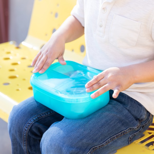 Siliconen bento box (3-vaks) - Blue Jelly