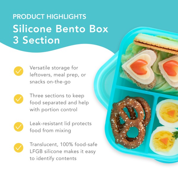 Siliconen bento box (3-vaks) - Blue Jelly