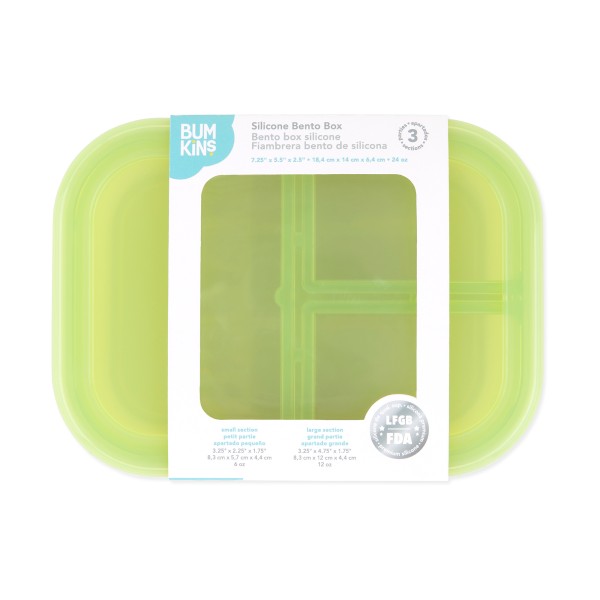 Siliconen bento box (3-vaks) - Groen Jelly