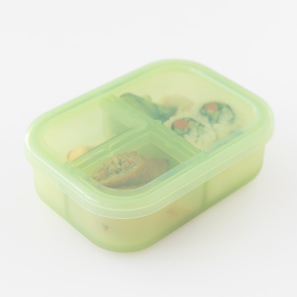 Siliconen bento box (3-vaks) - Groen Jelly