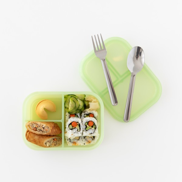 Siliconen bento box (3-vaks) - Groen Jelly