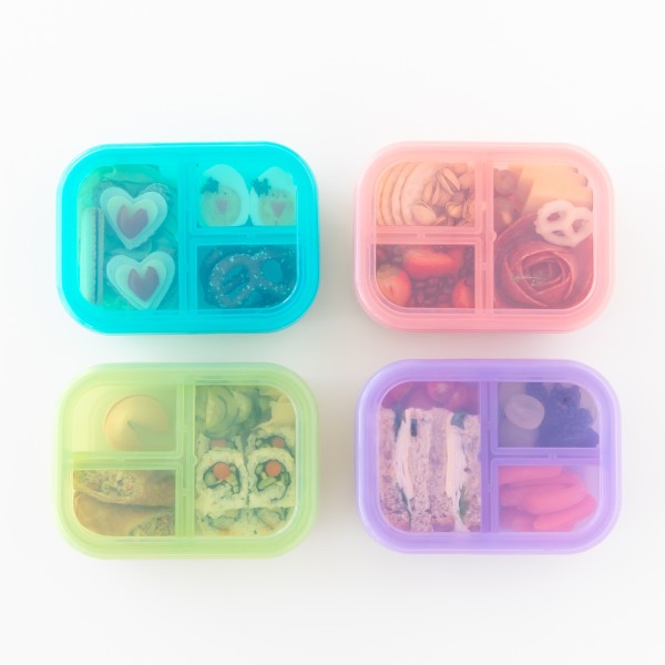 Siliconen bento box (3-vaks) - Groen Jelly