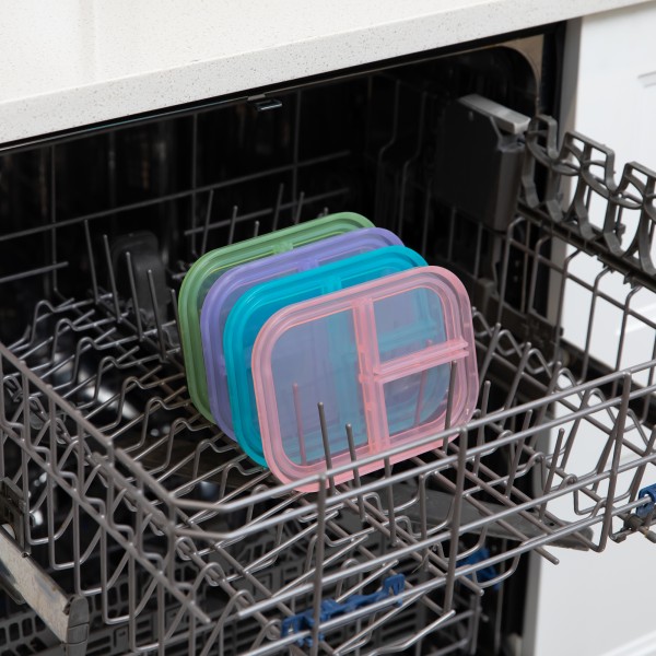 Siliconen bento box (3-vaks) - Groen Jelly