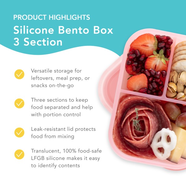 Bento box silicone (3 parties) - Rose Jelly