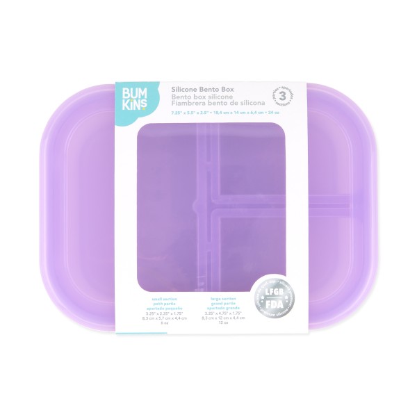 Siliconen bento box (3-vaks) - Paars Jelly