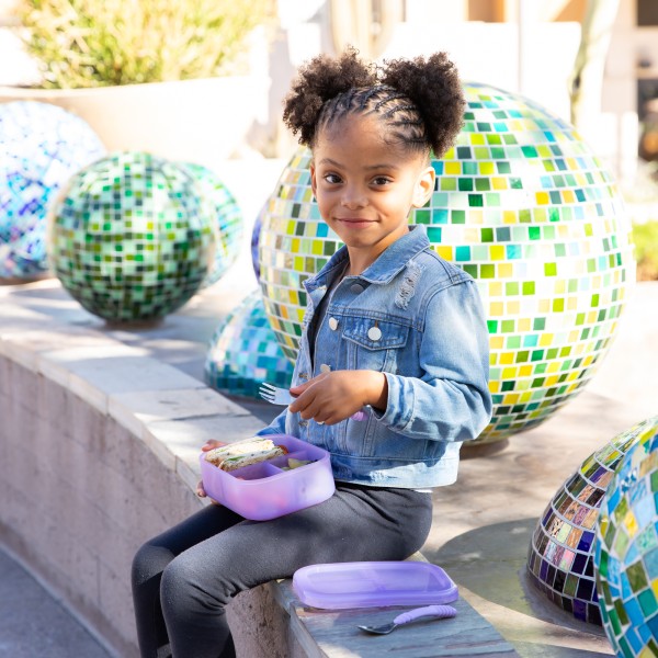 Siliconen bento box (3-vaks) - Paars Jelly