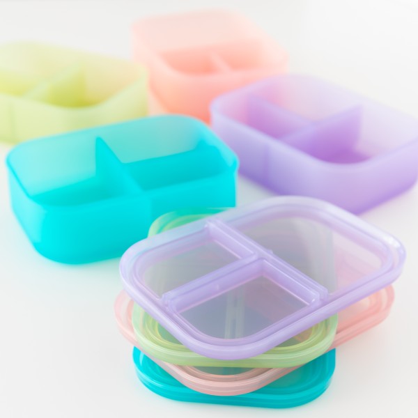 Siliconen bento box (3-vaks) - Paars Jelly