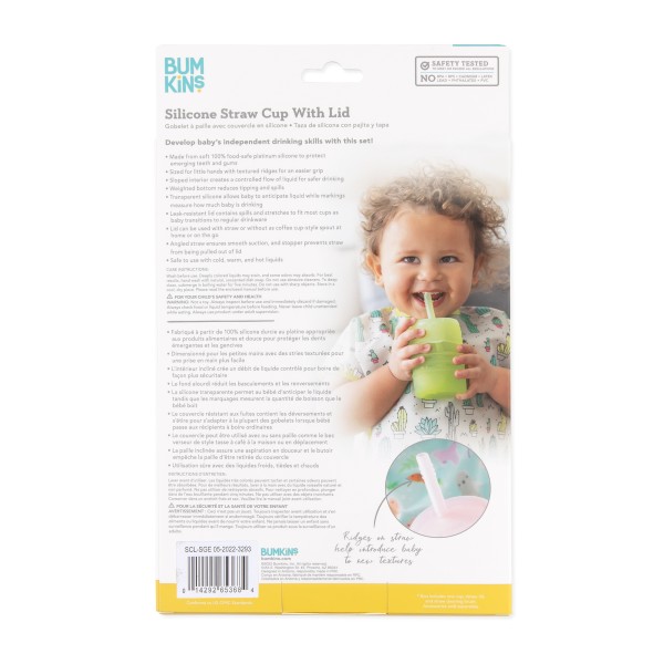 Siliconen beker met rietje en deksel - Groen Jelly