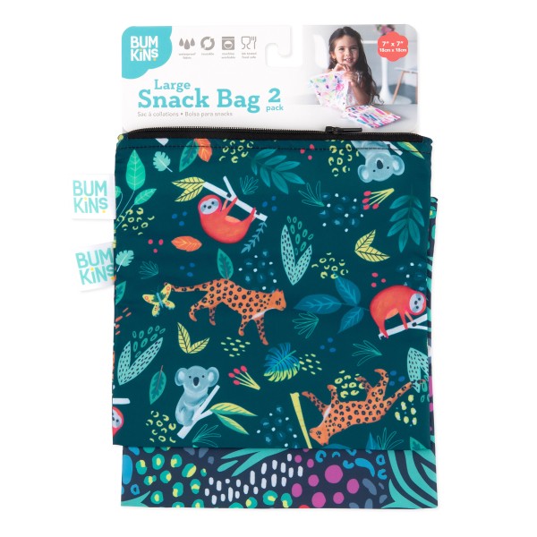 Reusable snack bag - large (2 pack) - Jungle & Animal Prints