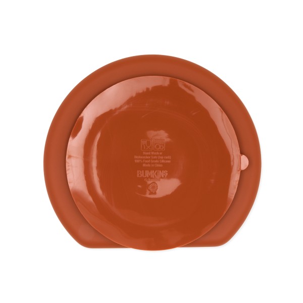 Plato Adherente de Silicona (3 compartimentos) - Arcilla