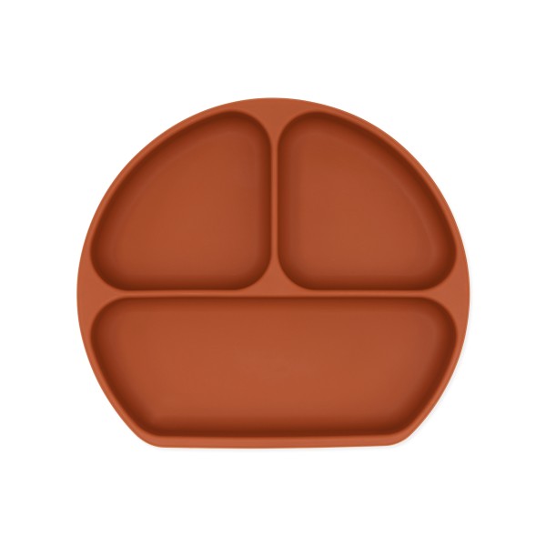 Plato Adherente de Silicona (3 compartimentos) - Arcilla