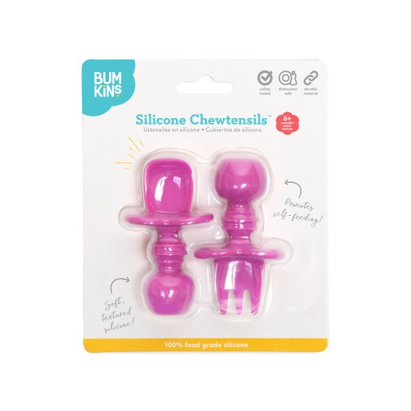 Chewtensils® Cubiertos de silicona - Fucsia