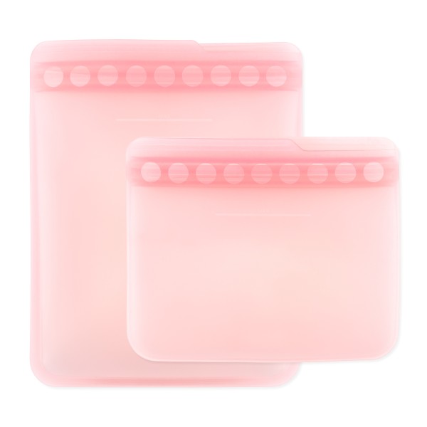Sacs plats réutisables en silicone (2 paquet) - Rose Jelly