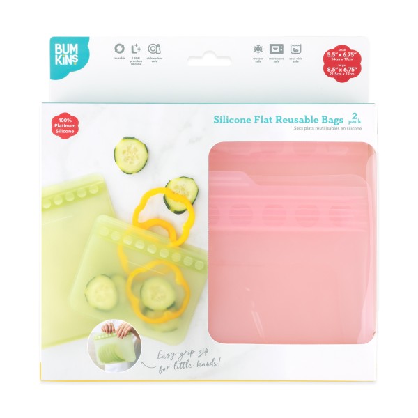 Sacs plats réutisables en silicone (2 paquet) - Rose Jelly