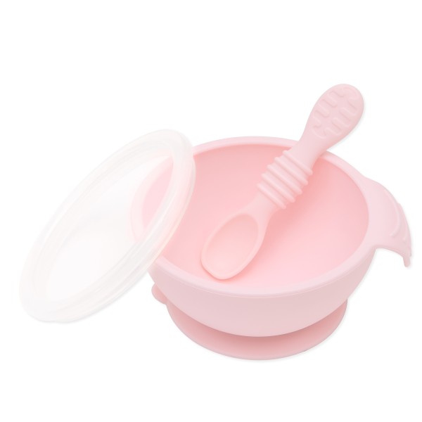 Ensemble de premier repas en silicone - Rose
