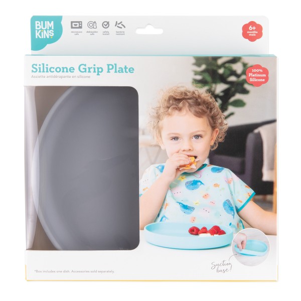 Silikonteller mit Saugnapf - Grau