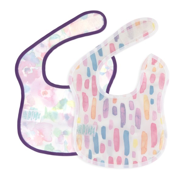 Starter Bib Bavoir de Démarrage - 3-9 mois (2 paquet) - Watercolor & Brush Strokes