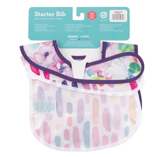 Starter Bib Bavoir de Démarrage - 3-9 mois (2 paquet) - Watercolor & Brush Strokes