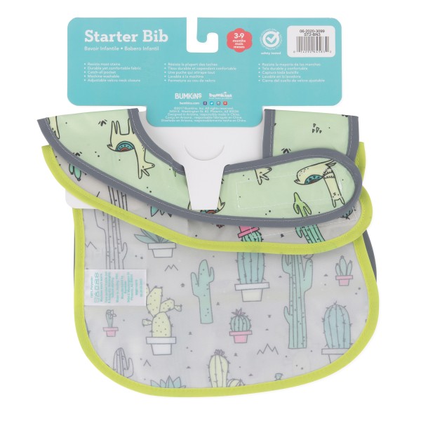 Starter Bib Baberos de Inicicación - 3-9 meses (2 paquete) - Cacti & Llamas