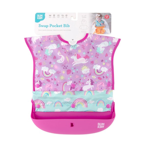 Swap pocket bib - Unicorns & Rainbows