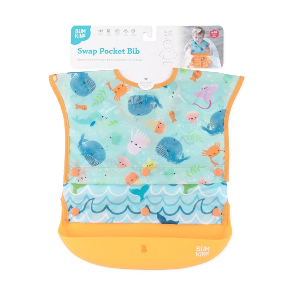 Swap pocket bib - Ocean Life & Whale Tail