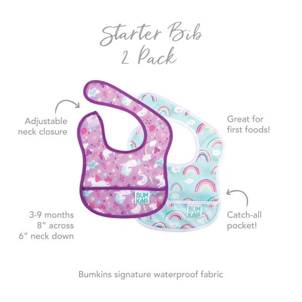 Starter bib (2 pack) - Rainbows & Unicorns