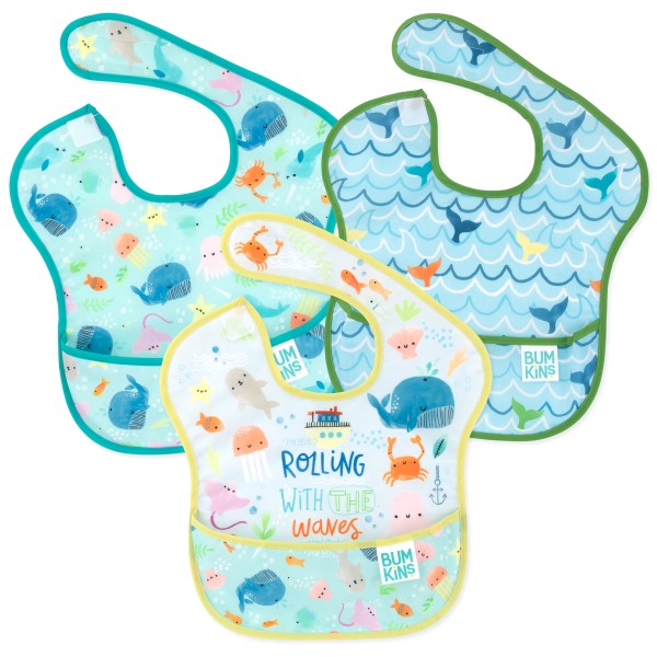 SuperBib® (3 pack) - Rolling With the Waves, Ocean Life, Whale Tail