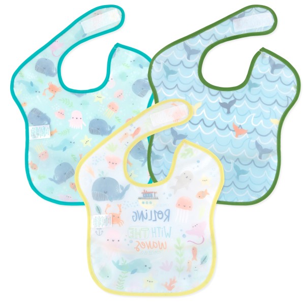 SuperBib® (3 pack) - Rolling With the Waves, Ocean Life, Whale Tail