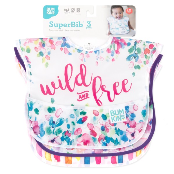 SuperBib® Baby-Lätzchen - 6-24 Monate (3er-Pack) - Wild & Free, Watercolor, Brush Strokes