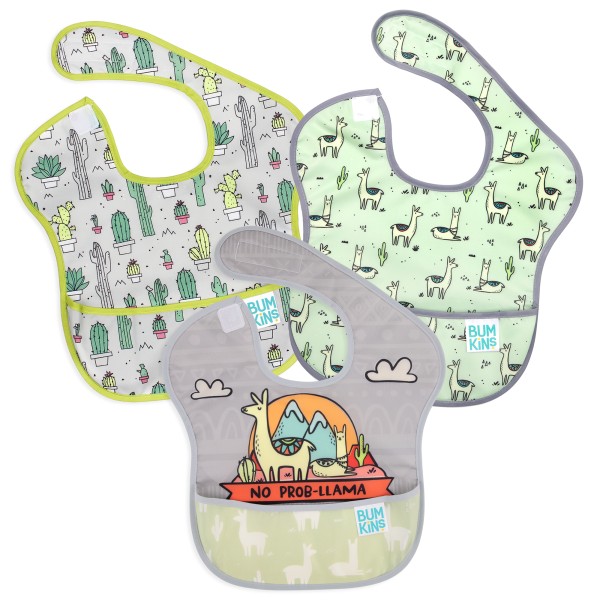 SuperBib® Babero para Bebés - 6-24 meses (3 paquete) - No Prob-Llama, Llamas, Cacti