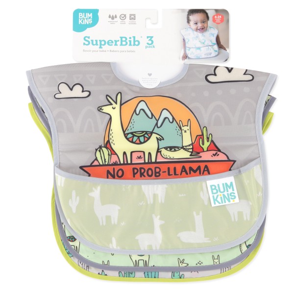 SuperBib® Babero para Bebés - 6-24 meses (3 paquete) - No Prob-Llama, Llamas, Cacti