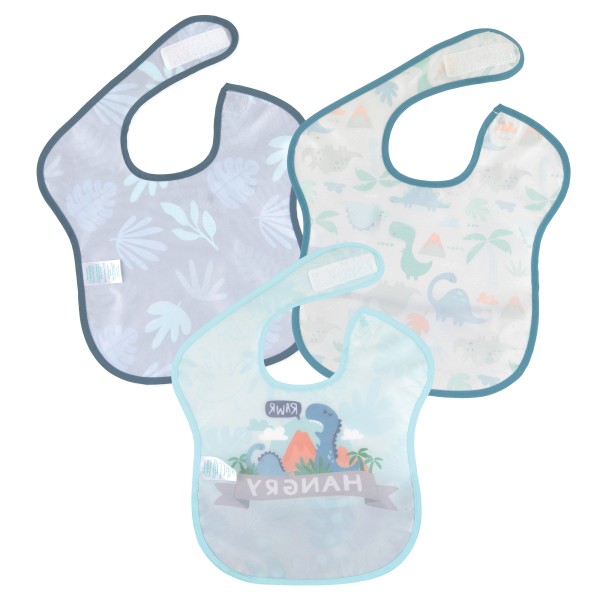 SuperBib® Baby-Lätzchen - 6-24 Monate (3er-Pack) - Hangry, Dinosaurs, Blue Tropic