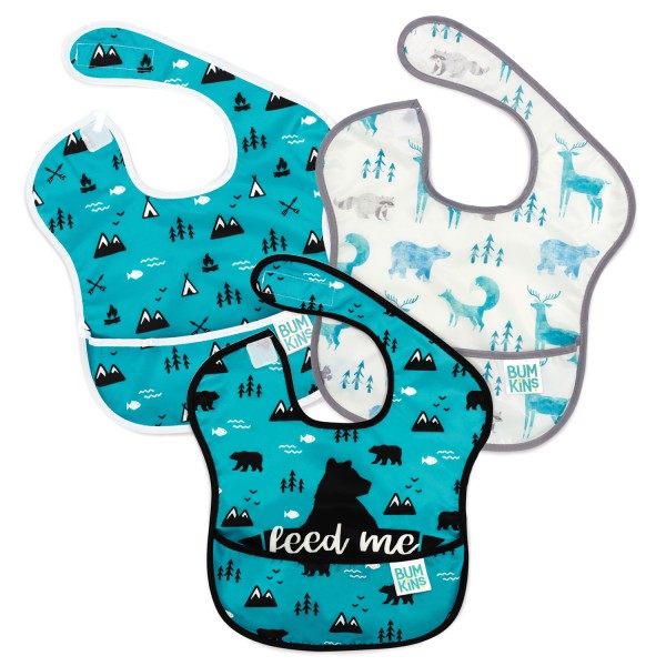SuperBib® Bavoir pour Bébé - 6-24 mois (3 paquet) - Feed Me Bear, Wildlife, Outdoors