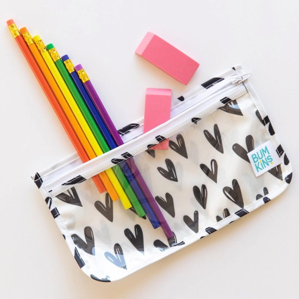 Reistasjes met Doorzichtig Venster (3 stuks) - Wit Hartjes