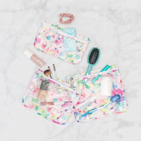 Reisebeutel mit durchsichtigem Fenster (3er-Pack) - Watercolor