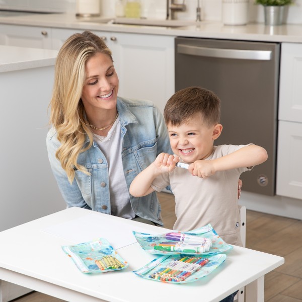 Reistasjes met Doorzichtig Venster (3 stuks) - Blauw Oceaanleven